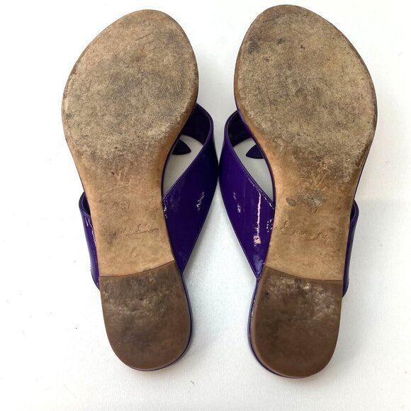Louis Vuitton Vernis Flower Thong Sandals Purple Flip Flops Size 7 Authe… - Picture 4 of 14
